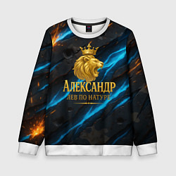 Свитшот детский Александр лев по натуре, цвет: 3D-белый