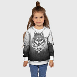 Свитшот детский Волк в кельтском стиле и лес, цвет: 3D-белый — фото 2
