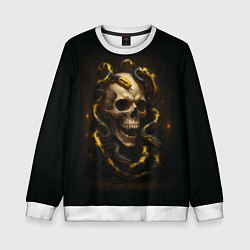 Свитшот детский Череп и жёлто-чёрные змеи, цвет: 3D-белый