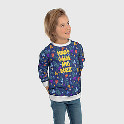 Свитшот детский Keep calm and buzz - пчелы и цветы, цвет: 3D-белый — фото 2