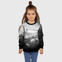 Свитшот детский Скайрим - черно белый пейзаж, цвет: 3D-черный — фото 2