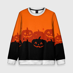 Свитшот детский Хэллоуин счастливые тыквы, цвет: 3D-белый
