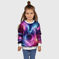 Свитшот детский Космический поцелуй - неоновое свечение, цвет: 3D-белый — фото 2