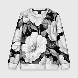 Детский свитшот Чёрно-серый цветочный паттерн