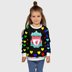Свитшот детский Ливерпуль пиксельные сердца, цвет: 3D-белый — фото 2