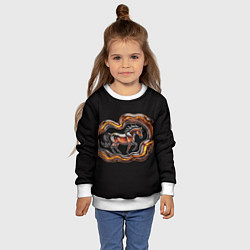 Свитшот детский Стилизованная бегущая янтарная лошадь, цвет: 3D-белый — фото 2