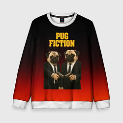 Свитшот детский Пародия - Криминальное чтиво с мопсами, цвет: 3D-белый