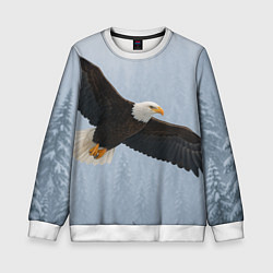 Свитшот детский Зимний орёл, цвет: 3D-белый