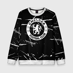 Свитшот детский Челси штрихи красок белые, цвет: 3D-белый