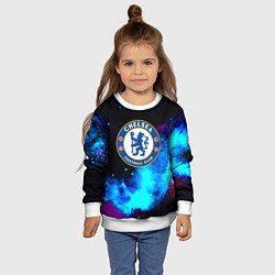 Свитшот детский Челси неоновый космос, цвет: 3D-белый — фото 2