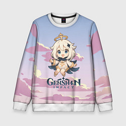 Свитшот детский Genshin Impact чиби Паймон, цвет: 3D-белый