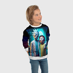 Свитшот детский Rick with Morty - halloween night, цвет: 3D-белый — фото 2
