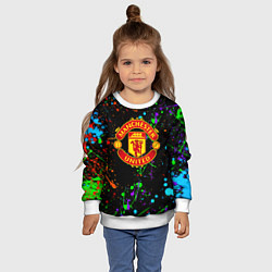 Свитшот детский Манчестер Юнайтед неоновые краски, цвет: 3D-белый — фото 2