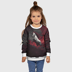 Свитшот детский Белая лошадь из красного тумана, цвет: 3D-белый — фото 2