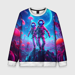 Свитшот детский Астронавты Морти и Рик на планете розовых неоновых, цвет: 3D-белый