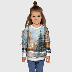 Свитшот детский Новогодняя Москва, цвет: 3D-белый — фото 2