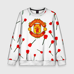 Свитшот детский Манчестер Юнайтед розы паттерн, цвет: 3D-белый