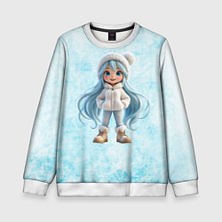 Детский свитшот Девочка-зима с синими волосами