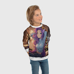 Свитшот детский Девушка в образе лошадки на новый год, цвет: 3D-белый — фото 2