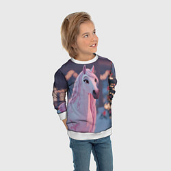 Свитшот детский Лошадка и новогодняя елка, цвет: 3D-белый — фото 2