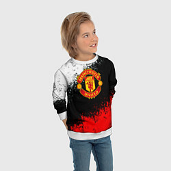 Свитшот детский Манчестер Юнайтед краски всплеск, цвет: 3D-белый — фото 2