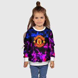 Свитшот детский Манчестер Юнайтед огонь неон, цвет: 3D-белый — фото 2