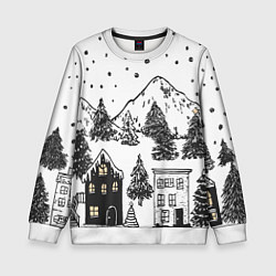 Детский свитшот Заснеженный черно-белый город