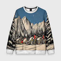 Детский свитшот Небольшой новогодний город в горах