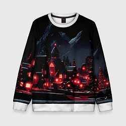 Детский свитшот Новогодняя ночь и красные гирлянды
