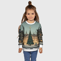 Свитшот детский Новогодняя елка во дворе, цвет: 3D-белый — фото 2