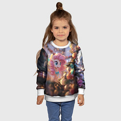 Свитшот детский Милая новогодняя лошадка с крыльями, цвет: 3D-белый — фото 2