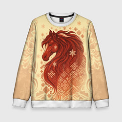 Свитшот детский Славянский конь, цвет: 3D-белый