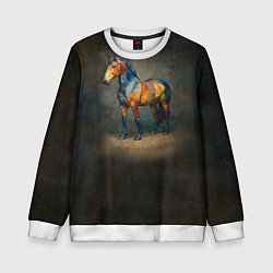 Свитшот детский Конь Ренессанс, цвет: 3D-белый