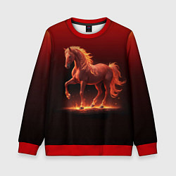 Свитшот детский Узор с конем огнем, цвет: 3D-красный
