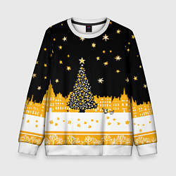 Свитшот детский Новый год в черно-желтом стиле, цвет: 3D-белый
