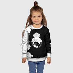 Свитшот детский Реал Мадрид черно белые краски, цвет: 3D-белый — фото 2