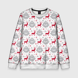 Свитшот детский Олени среди елей, цвет: 3D-белый