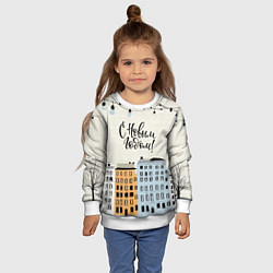 Свитшот детский С новым годом - новогодний городок, цвет: 3D-белый — фото 2