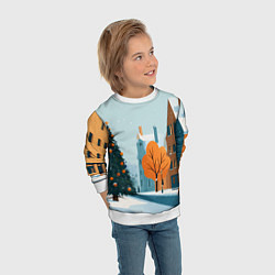Свитшот детский Новогодняя улица, цвет: 3D-белый — фото 2