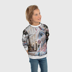 Свитшот детский Новогодняя лошадка у елки, цвет: 3D-белый — фото 2