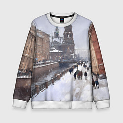 Свитшот детский Санкт-Петербург зима, цвет: 3D-белый