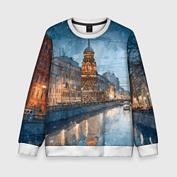 Свитшот детский Санкт-Петербург зимний город, цвет: 3D-белый