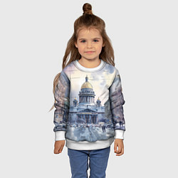 Свитшот детский Санкт-Петербург зимний город, цвет: 3D-белый — фото 2