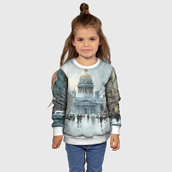 Свитшот детский Санкт-Петербург зимний пейзаж, цвет: 3D-белый — фото 2