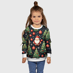 Свитшот детский Новый год паттерн Дед мороз, цвет: 3D-белый — фото 2