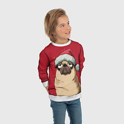 Свитшот детский Новогодний мопс, цвет: 3D-белый — фото 2