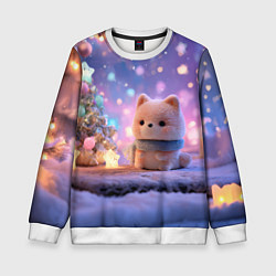 Свитшот детский Новогодний пушистый щенок, цвет: 3D-белый