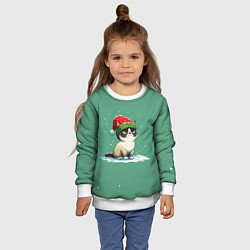 Свитшот детский Новогодний мем котик, цвет: 3D-белый — фото 2