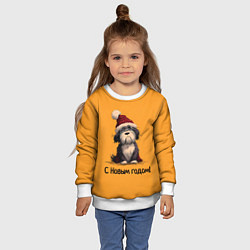 Свитшот детский Милая новогодняя собачка, цвет: 3D-белый — фото 2