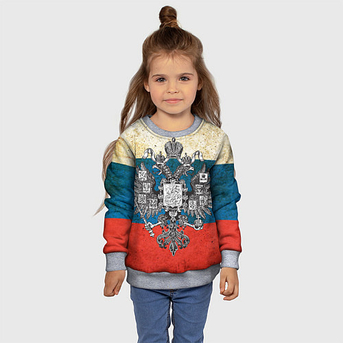 Детский свитшот Герб имперской России / 3D-Меланж – фото 4